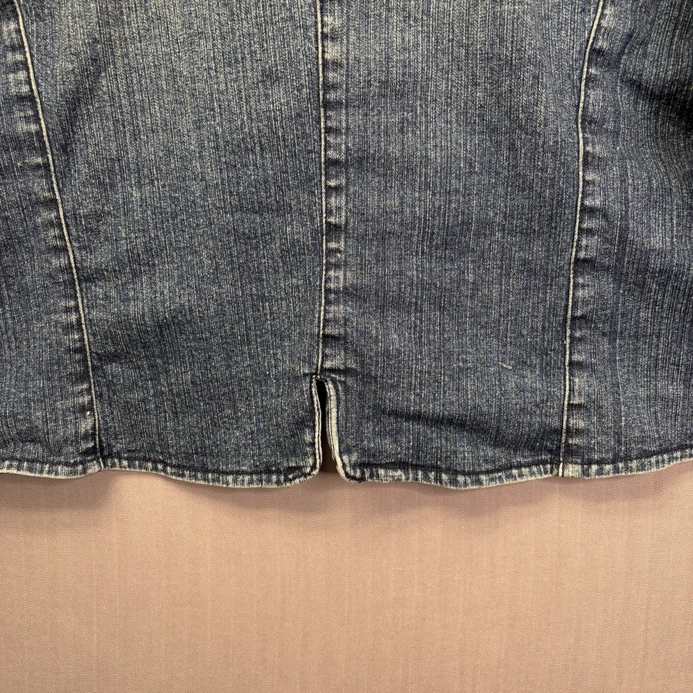 a.n.a Denim Blazer Jacket 1X Medium Wash Blue Button Front Cropped Y2K - Picture 14 of 14